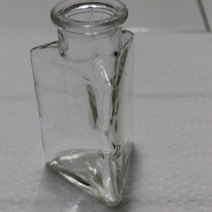 Vintage transparent Glass mini Bottle triangular shape
